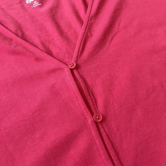 Lands End Womens Long Sleeve Button Up Top Plus Size 3X Pink Bishop Romantic V - Picture 2 of 9